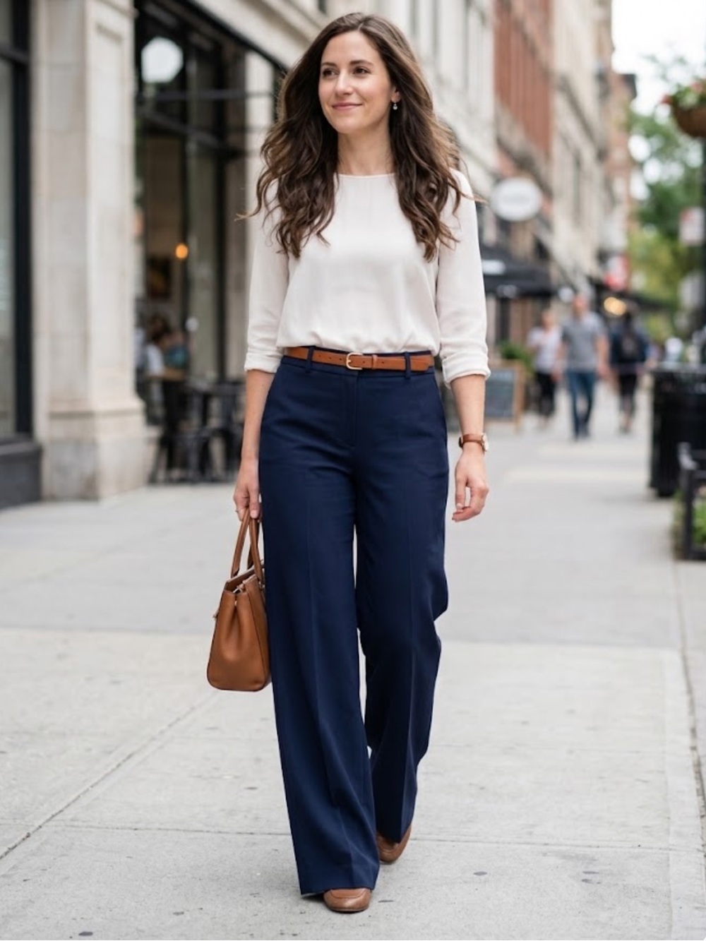 J. Crew Navy Wide-Leg Trousers